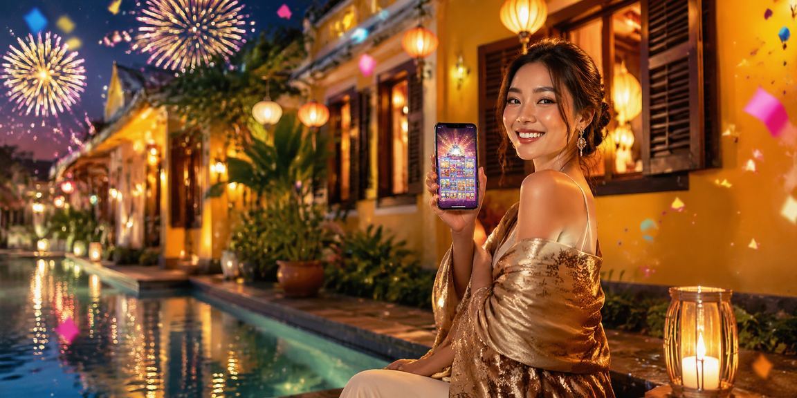 Người dùng tại Hội An trải nghiệm ứng dụng casino 814 trong không khí lễ hội đèn lồng